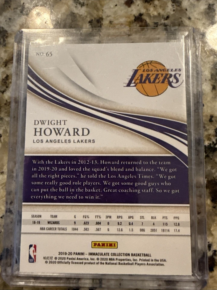 2019-20 Panini Immaculate /99 Dwight Howard #65 - Image 3 of 3