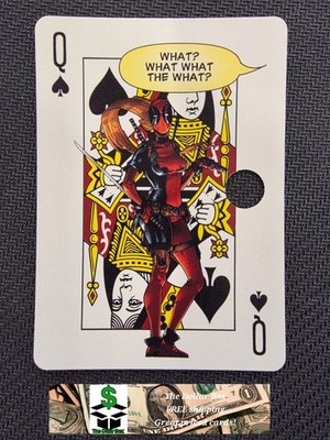 Aquarius Deadpool Playing Card Queen Spades What The What