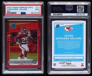2020 Donruss Optic Red Prizm /99 Clyde Edwards-Helaire #171 PSA 9 MINT Rookie RC