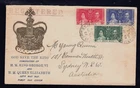 HONG KONG Scott # 151, 152, 153 USED REGISTERED First Day Issue Coronation COVER
