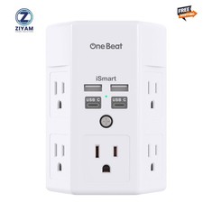 5 Outlet Extender Surge Protector Multi Plug Wall Adapter USB Charger Ports with