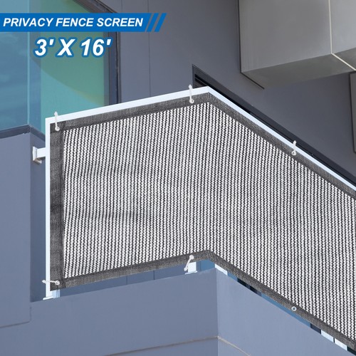 3'x16' Balcone Privacy Schermo,Protezione Parapetti 90% (Scuro Grigio) - Foto 2 di 8