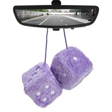 Fuzzy Plush Dice Retro Square Mirror Ornaments For Car Rear View Mirror