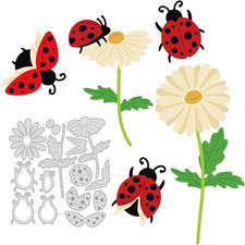 Daisy and Ladybug Cutting Dies for Card Making Insect Flowers Cut Die for DIY Sc