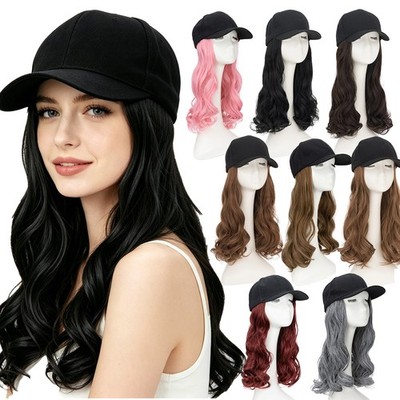 Baseball Cap with Hair Extensions for Women Synthetic Adjustable Hairpiece Hat