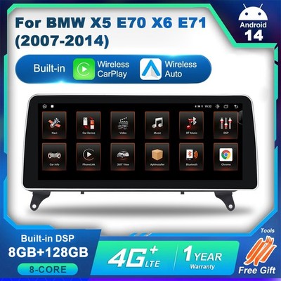 12,3'' 8+128GB Android 14 Autoradio CarPlay WiFi USB FCür BMW X5 E70 X6 E71 CCC