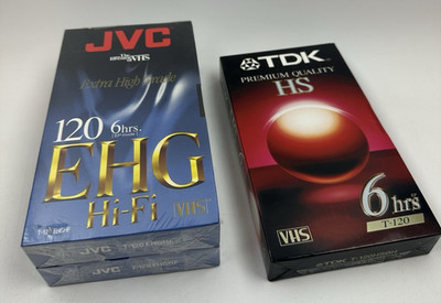 3 New Sealed VHS Tapes TDK HS + JVC EHG T-120 Blank Cassette Lot
