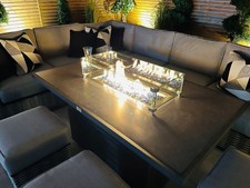 Monaco Aluminium Right Hand Corner Dining Set with Rising Firepit Table