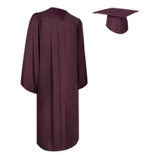 Endea Graduation Matte Maroon Graduation Gown & Cap