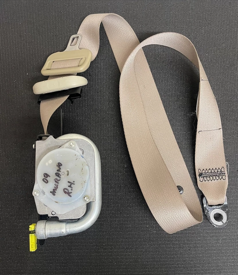 2009 2010 2011 2012 Nissan Murano Front RIGHT PASSENGER Side Seat Belt TAN OEM - Image 2 of 4