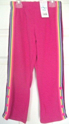 (10% OFF) Girl's PANTS Sizes 4 & 5 PINK w/Multi-Stripes & Buttons on Legs - Picture 2 of 7