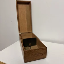 Vintage Solid Oak Wooden Rectangle File Box Dovetail 1950s