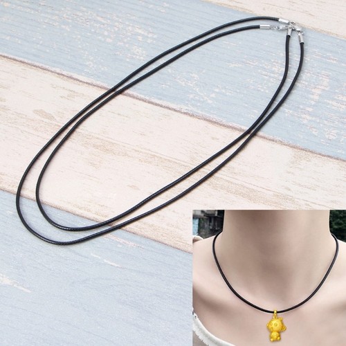 High Quality Black Silk Leather Chain Cord Necklace Rope &Lobster Claw Clasp - Picture 2 of 11