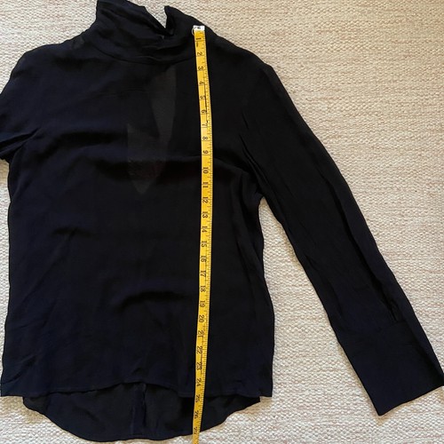 Pfeiffer Black Blouse Medium Sheer Womens Long Sleeve High Neck Back Neck Tie - Picture 13 of 13