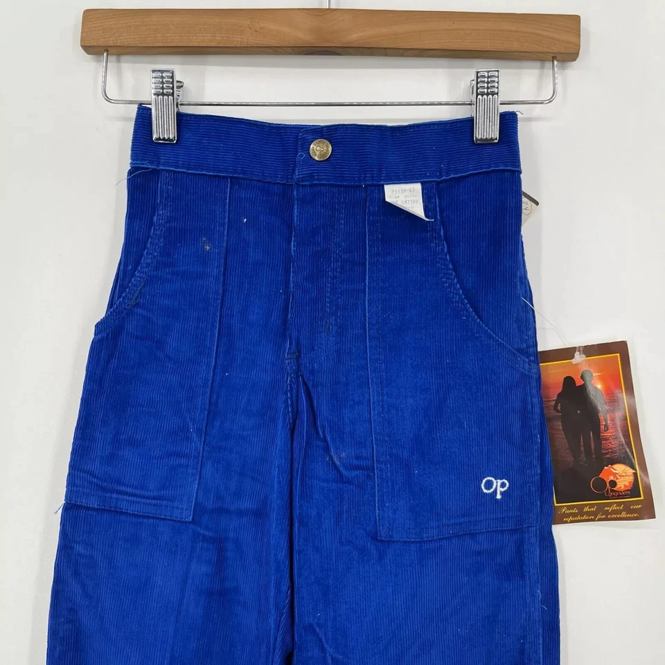 Ocean Pacific Corduroy Pants Youth Boys Size 25 Blue Pockets Vintage 80s New NOS - Image 2 of 4