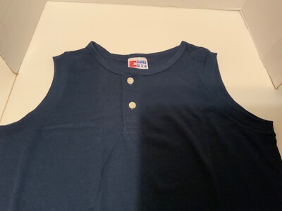 NEW LOT OF 2 EAGLE USA NAVY BLUE SMALL SLEEVELESS SHIRT 50% COTTON 50% POLYESTER