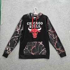 Chicago Bulls Men Hoodie L Black UNK Graphic Print  Long Sleeve Logo