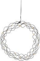 "Star Led Weihnachts Deko Lichter Leucht Metall Draht Kranz Schwarz \"Curly\" 30 Cm"