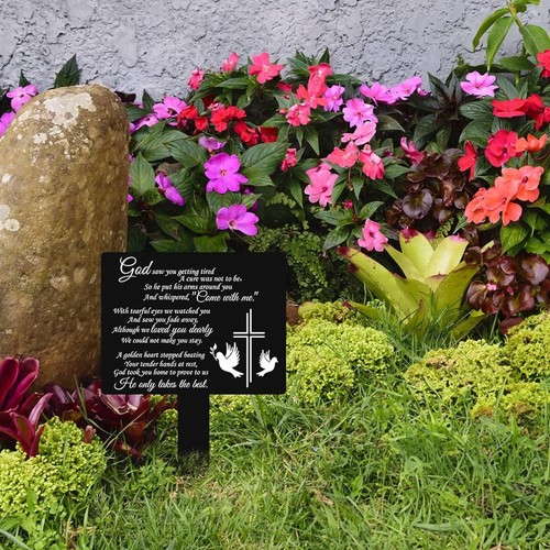 Memorial Remembrance Plaque Stake Metal Grave Marker for Cemetery Memorial Ga... - Picture 3 of 6