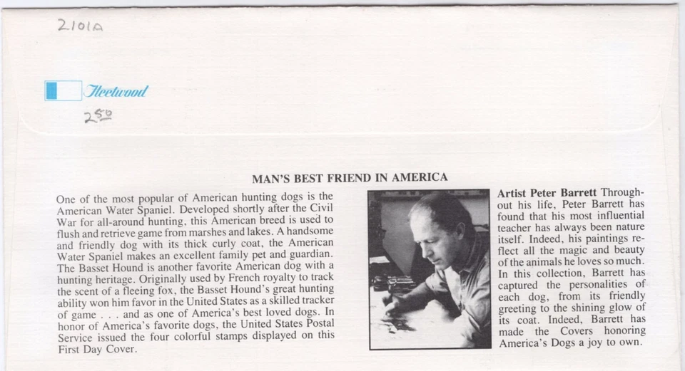 USPS FDC #2098-2101 1984 20¢ Dogs Block of 4 Fleetwood ST2448 - Image 2 of 2