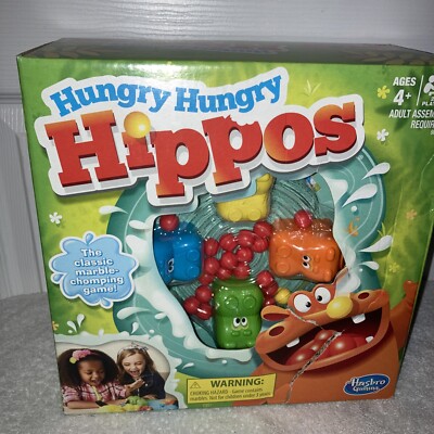 Classic Hungry Hippos Game Has 4 hippo Heads Bodies Plus Marbles Brand New Box