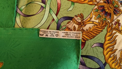 Authentic Hermes Silk Scarf 'Luna Park' J Metz Green - Picture 3 of 10