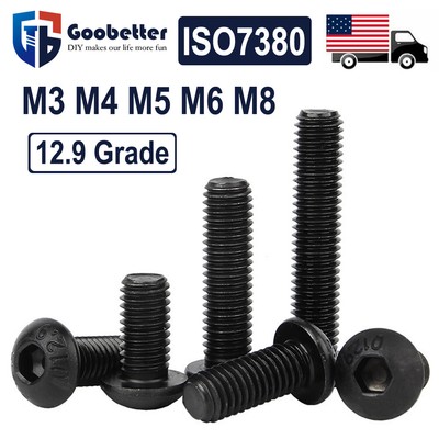 M3 M4 M5 M6 M8 Button Head Socket Cap Screws Grade 12.9 Black Oxide Allen Hex