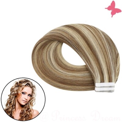 Tape In Extensions Remy Echthaar Haarverlängerung Strähnen Tressen  #12-613