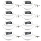 8 Pack Solar Powered LED Outdoor Gutter Lights with Brackets - Water Resistant