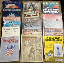 Lot Of 18 Vintage Sheet Music 1910s To 50s Large And Regular Size Incl. 1 Book