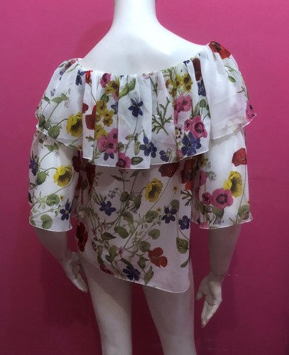 BLUGIRL BLUMARINE Maglia blusa bianca fantasia floreale multicolore Tg S/M - Foto 6 di 10