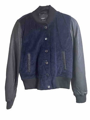 NWT Hudson Los Angeles Jeans Leather Sleeve Corduroy Varsity Jacket  Size Xs