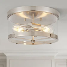 Industrial Flush Mount Ceiling Light 2-Light Farmhouse Metal Cage Ceiling Lights