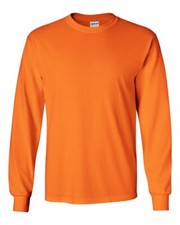 Gildan Men's Ultra Cotton 6 oz. Long-Sleeve T-Shirt G240 Safety Orange Medium
