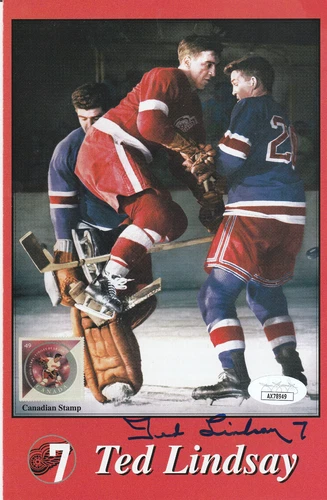 Autographed  Ted Lindsay pamphlet JSA certfied