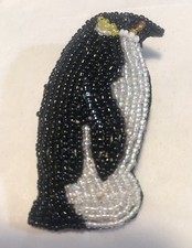 Hand Beaded Brooch Pin Penguin  2.5  