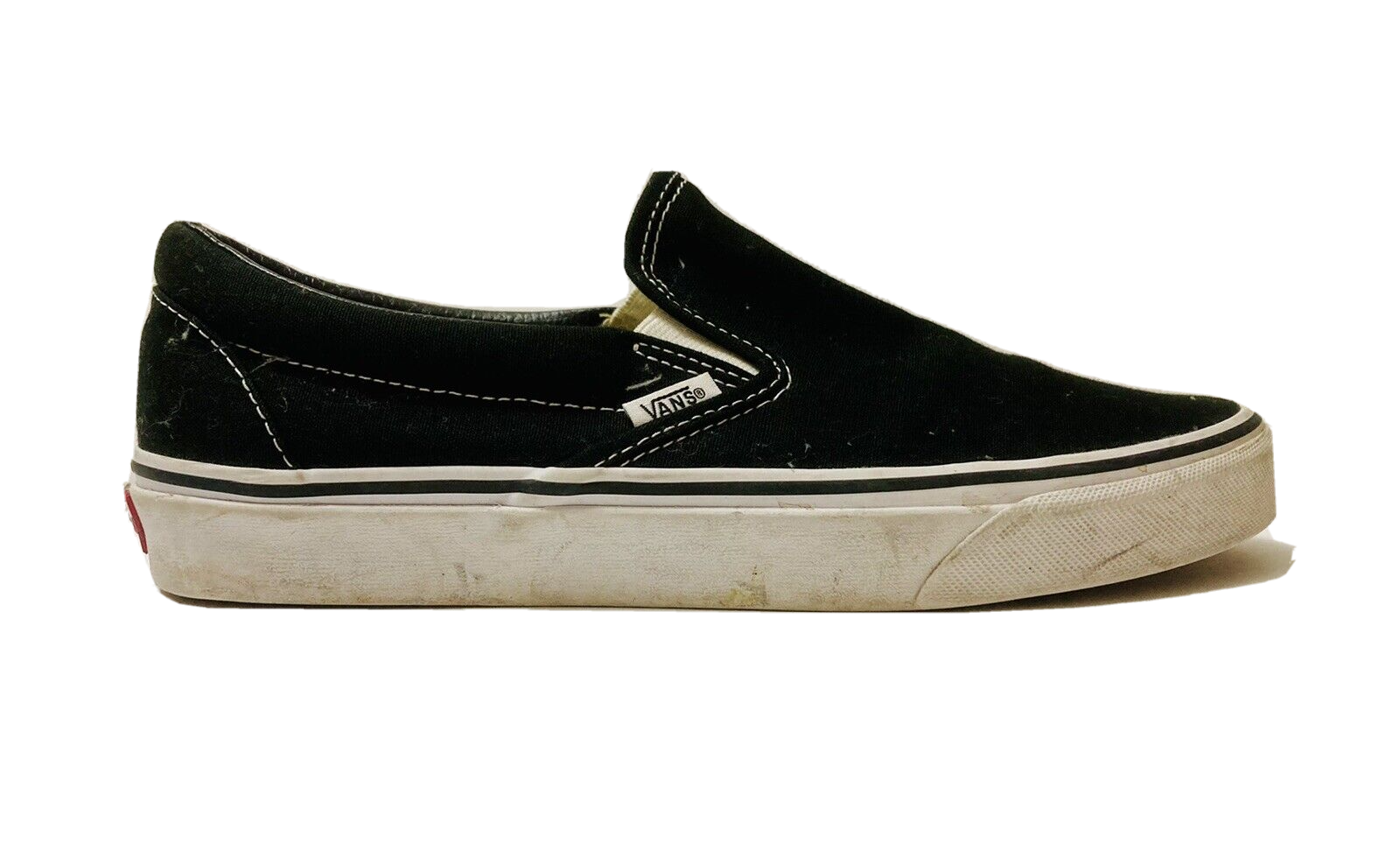 VANS Slip-On Black Canvas Skate Shoes Men Size 9 Women 9.5 Loafers-image