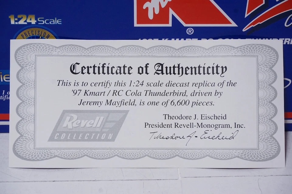 Revell Jeremy Mayfield 1997 K-Mart RC Cola Thunderbird escala 1:24 diecast Nascar Foto 2 de 4