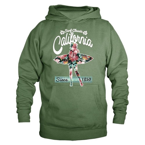 Sudadera con Capucha Golden State California Republic Floral Surfer Girl - Imagen 9 de 10