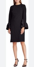 NWT Lauren Ralph Lauren Black Stretch Bell Sleeve Sheath Dress Sz 2P