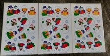 Lot of 3 Vintage 1991 Sticker Sheets Current Jolly Snowman Christmas Sheets NOS