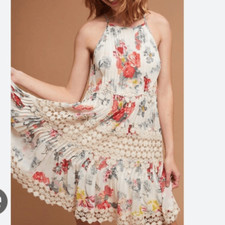 Anthropologie Ranna Gill Kalila Lace Floral Midi Dress  S Strappy Summer A-Line
