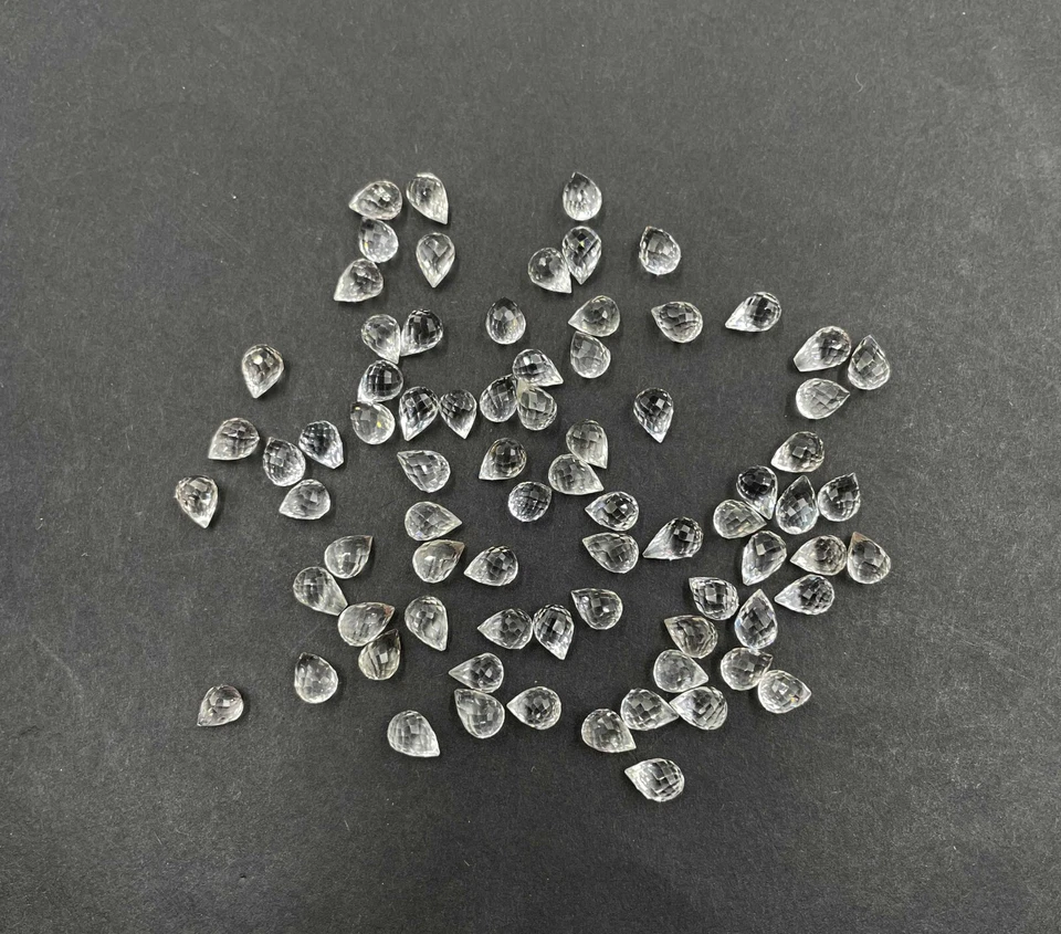 Natural Crystal Quartz Briolette Cut Loose Gemstone Lot 83 Pcs 5*7-5*8 MM 94 CT - Image 3 of 4