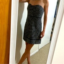 Urban Outfitters KIMCHI BLUE Black White Strapless Tweed Mini Dress 4 NWT