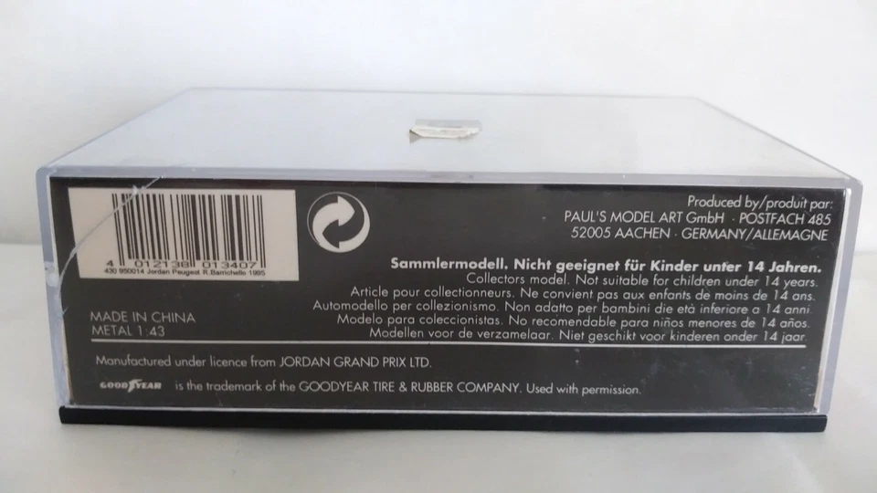 JORDAN PEUGEOT EJR 195 MINICHAMPS SCALA 1/43  - Immagine 2 di 2