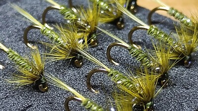 3 x UV Olive Cruncher Größe 12 BARBLESS Haken