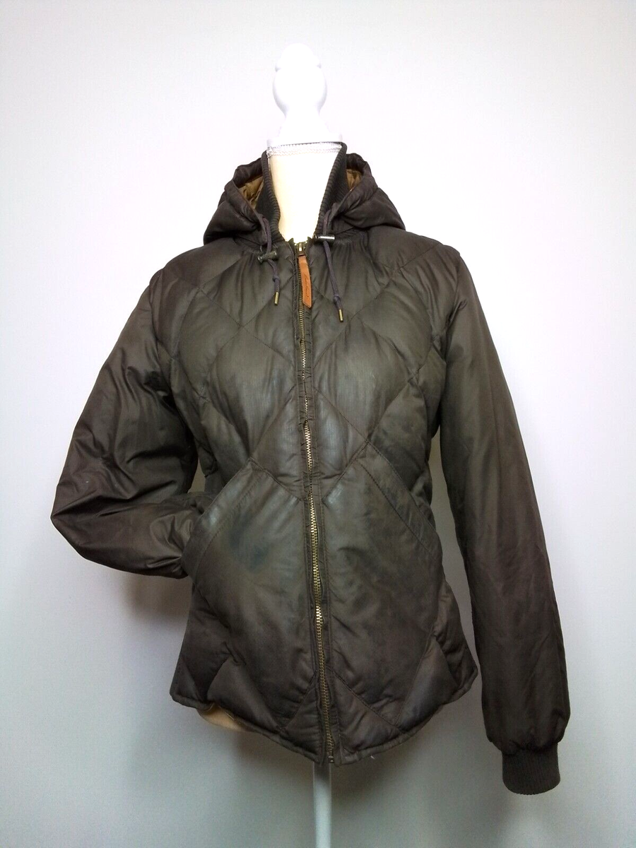 Eddie Bauer Down Jacket Women's XLarge Brown Vintage Hooded Full