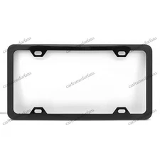 Plain License Plate Frame - Black Powder Coated Metal - 4 holes