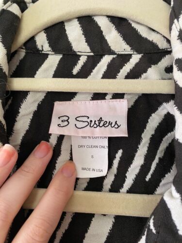 VTG y2k 3 Sisters Zebra Print Pink Button Trench Jacket Small Carrie Bradshaw - Picture 3 of 10