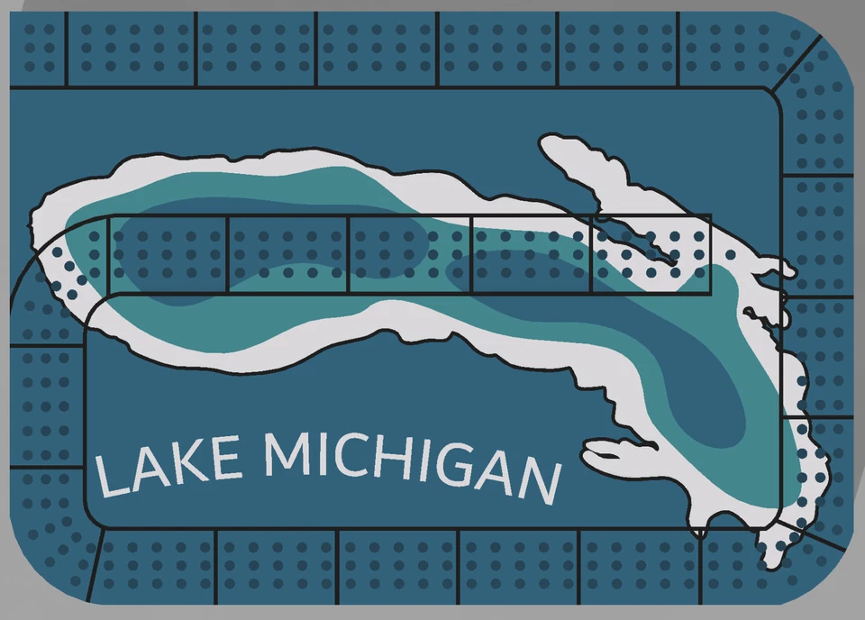 Tablero de cuna azul impreso en 3D, Lake Michigan Foto 4 de 4